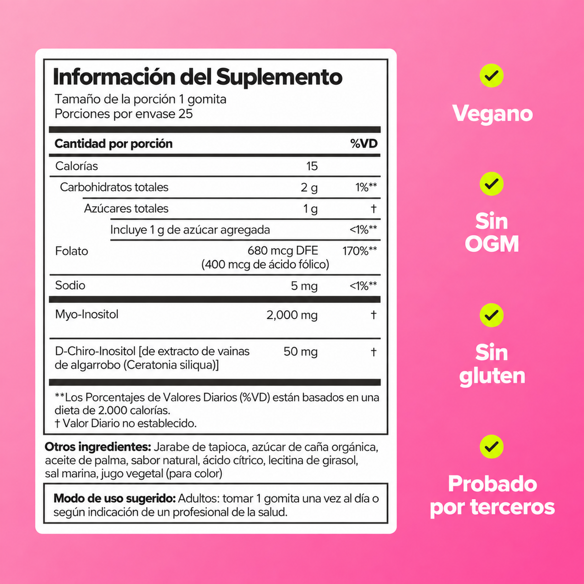 SOP: ciclo, acné y vello - Gomitas de mio-inositol y D-quiro-inositol