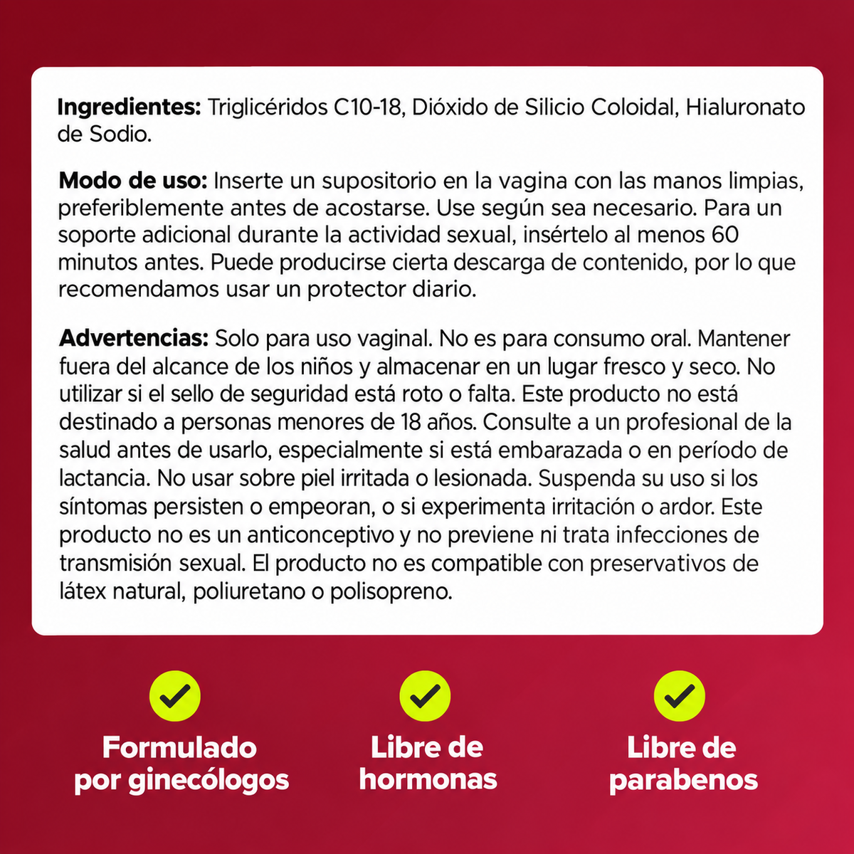 Sequedad: alivio directo - Hidratante vaginal - Supositorio