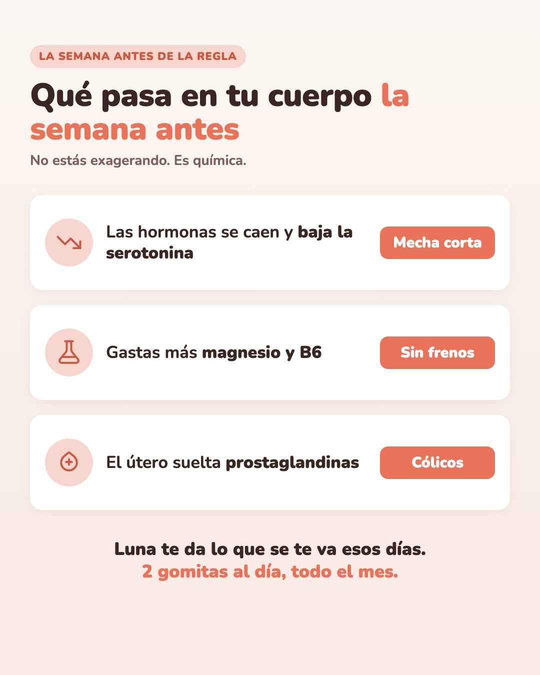 Luna · Gomitas 3 en 1 para el SPM y los cólicos