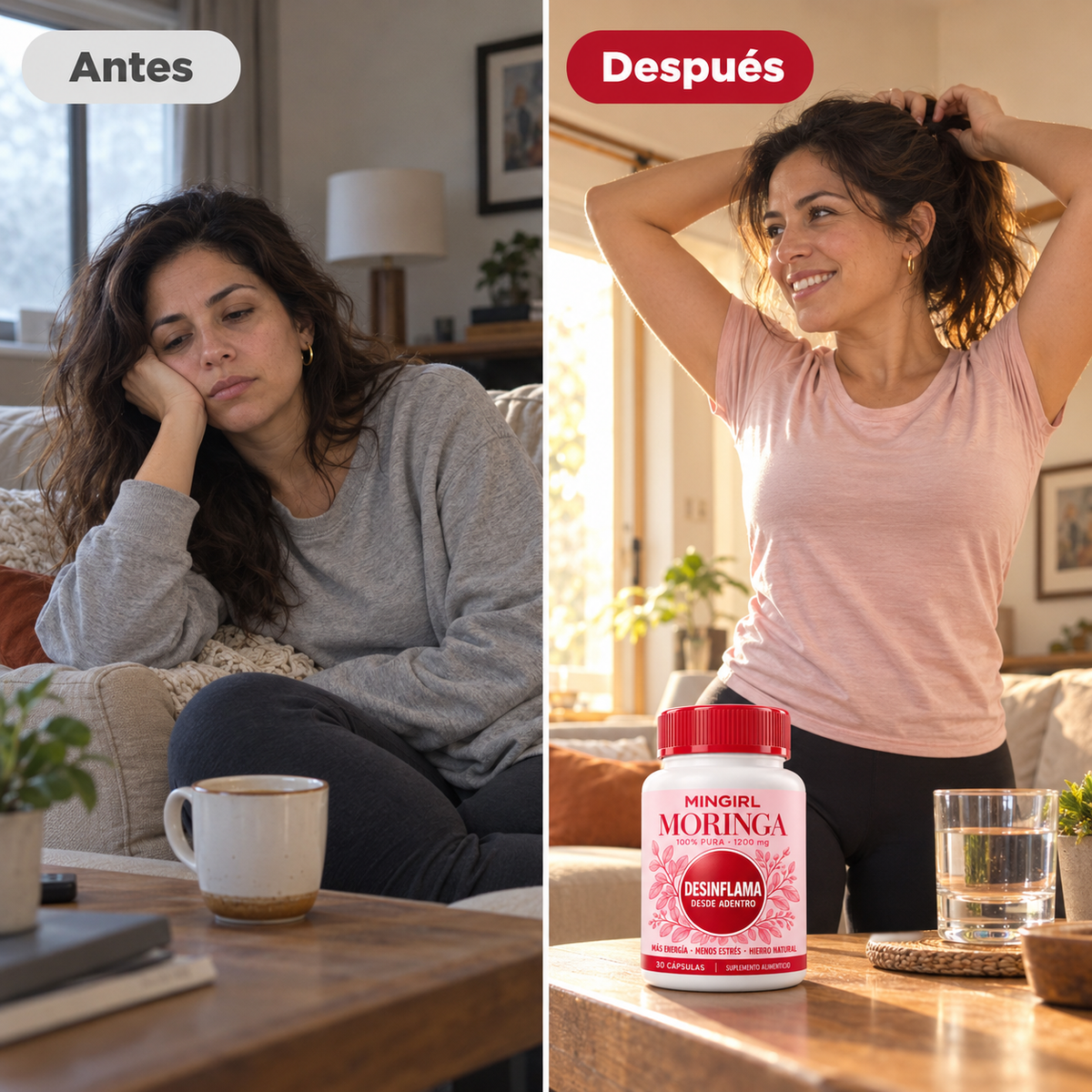 MinGirl Moringa · Fórmula 3 en 1 para Desinflamar tu Cuerpo desde Adentro