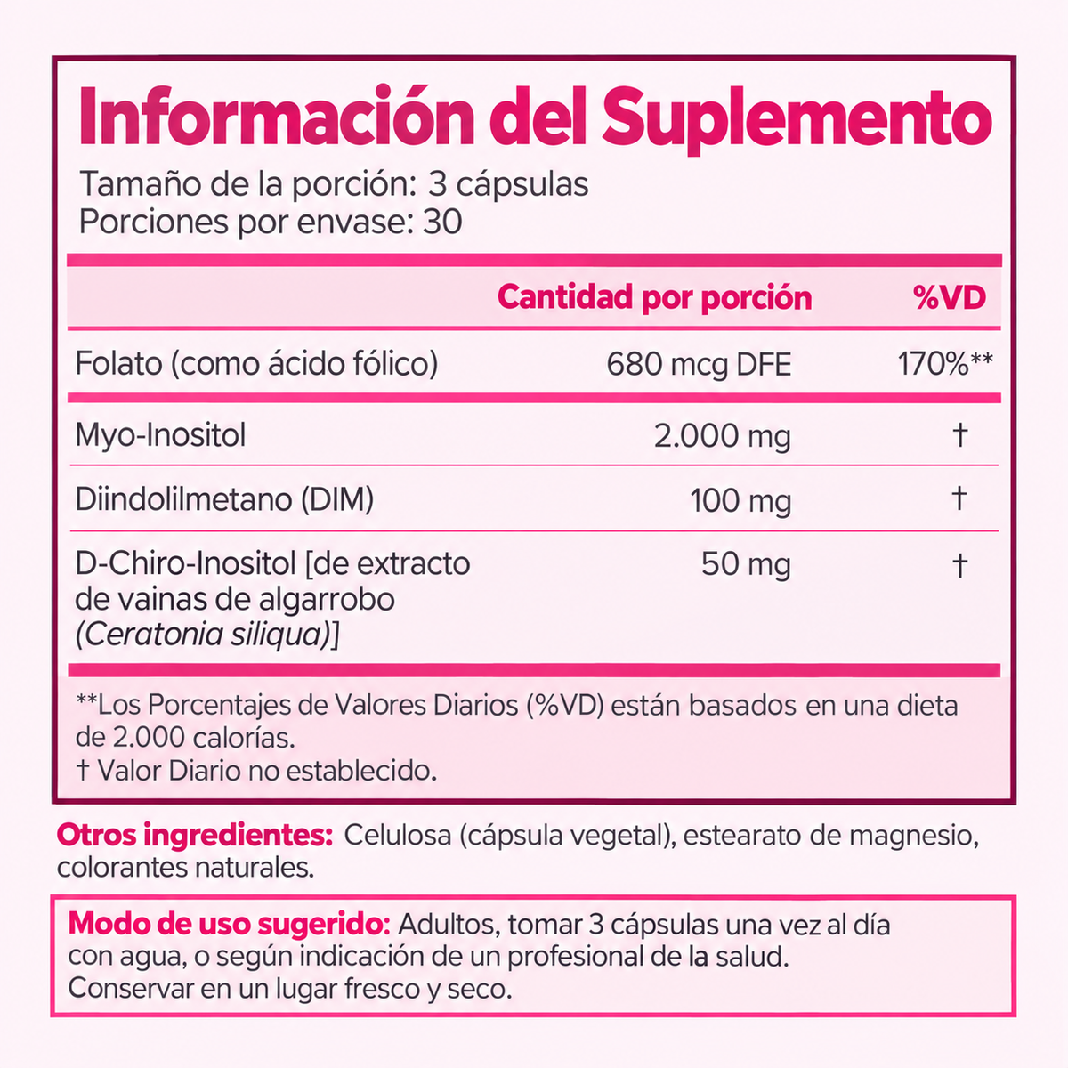 Ciclo irregular y SPM - Vitaminas para el apoyo ovárico - Cápsulas