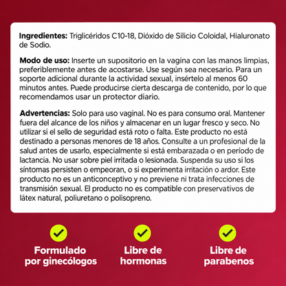 Sequedad: alivio directo - Hidratante vaginal - Supositorio