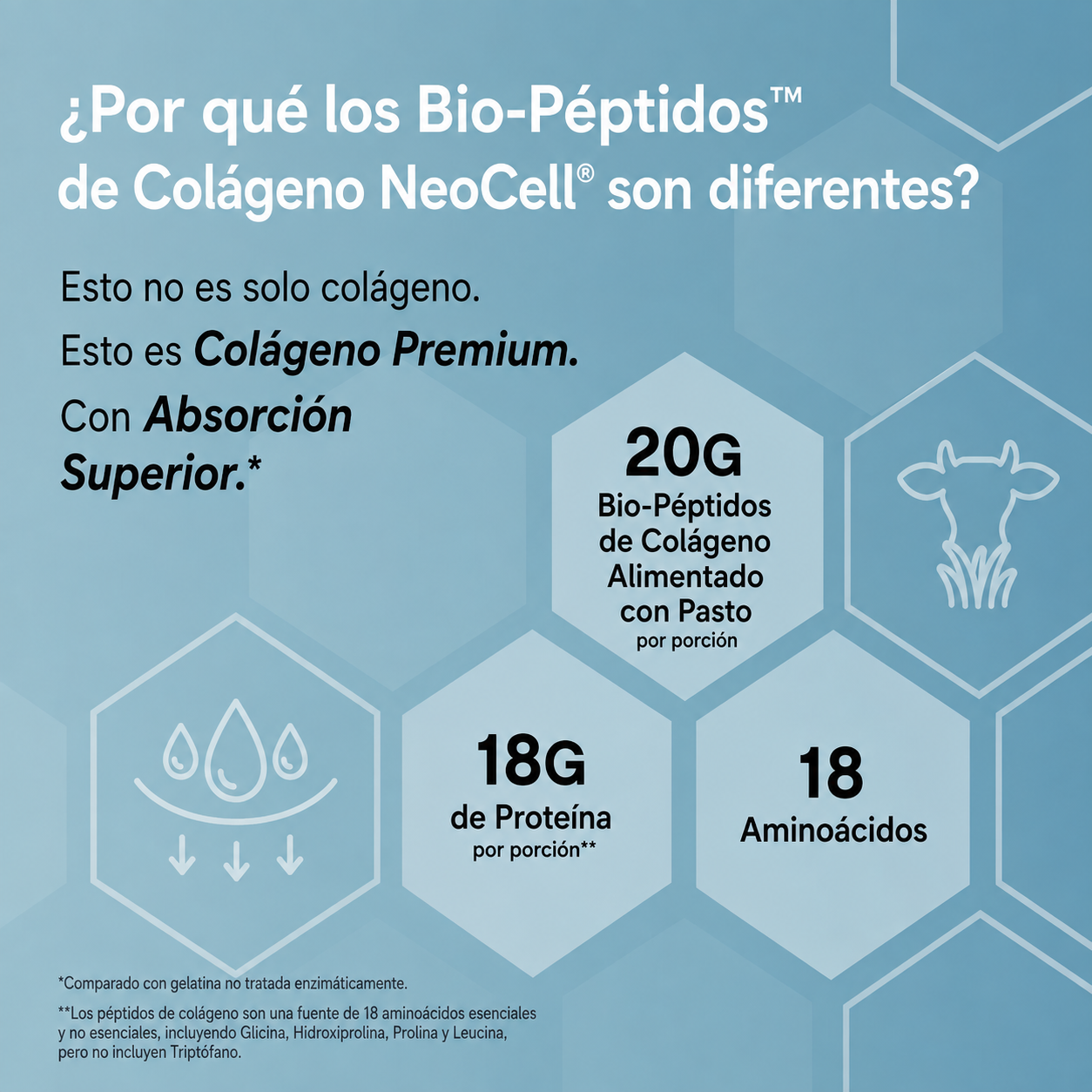 Biopéptidos de colágeno de vacas alimentadas con pasto, 567 g (20 oz) en polvo