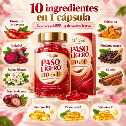 MinGirl Paso Ligero — Fórmula 10 en 1 con Pimienta de Cayena