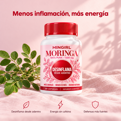 MinGirl Moringa · Fórmula 3 en 1 para Desinflamar tu Cuerpo desde Adentro