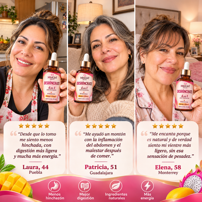 MinGirl Deshínchate — Gotas 4 en 1 de Mango + Pitaya