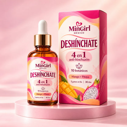 MinGirl Deshínchate — Gotas 4 en 1 de Mango + Pitaya