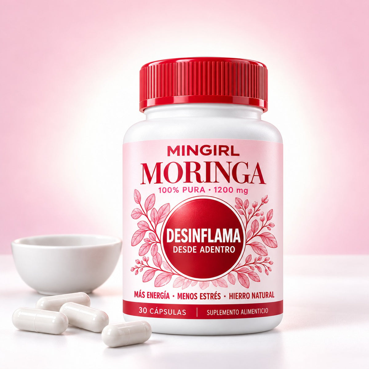 MinGirl Moringa · Fórmula 3 en 1 para Desinflamar tu Cuerpo desde Adentro