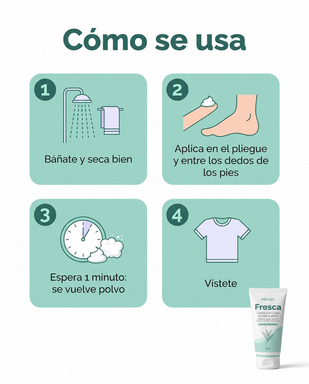 Fresca · Crema 4 en 1 antihongos para pliegues