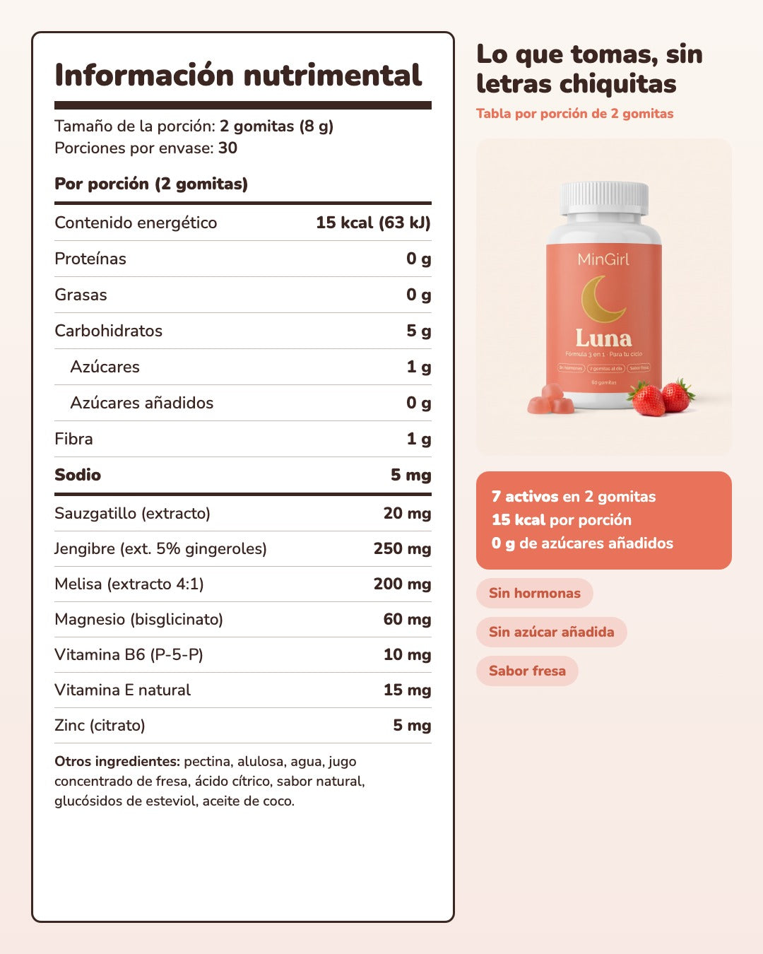 Luna · Gomitas 3 en 1 para el SPM y los cólicos