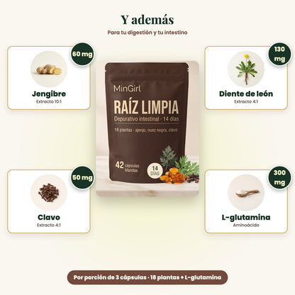 Raíz Limpia® · Depurativo intestinal 14 días